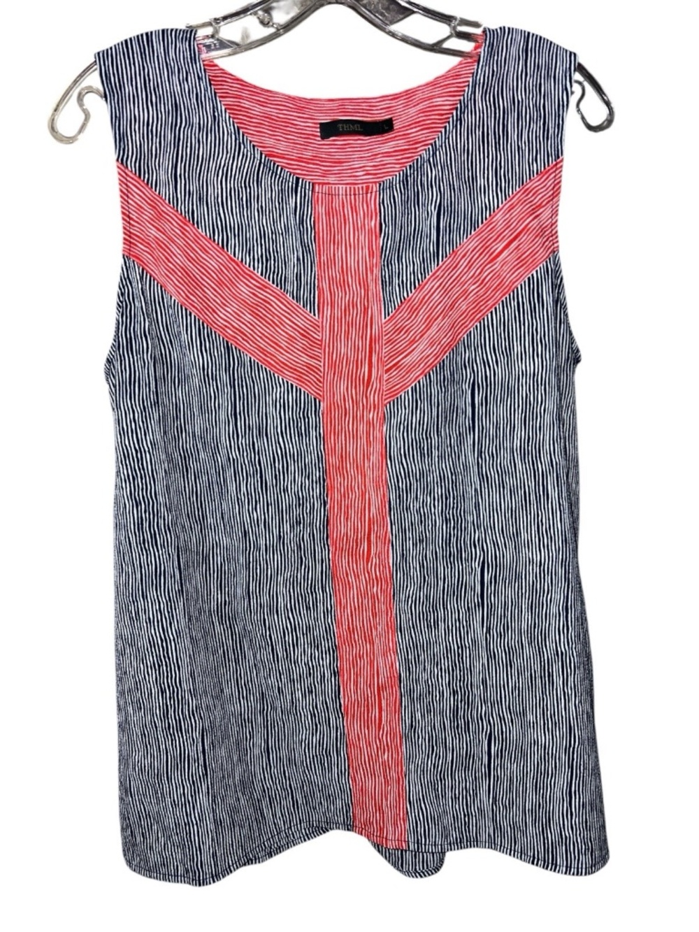 THML Anthropologie Red White Striped Sleeveless Top Large